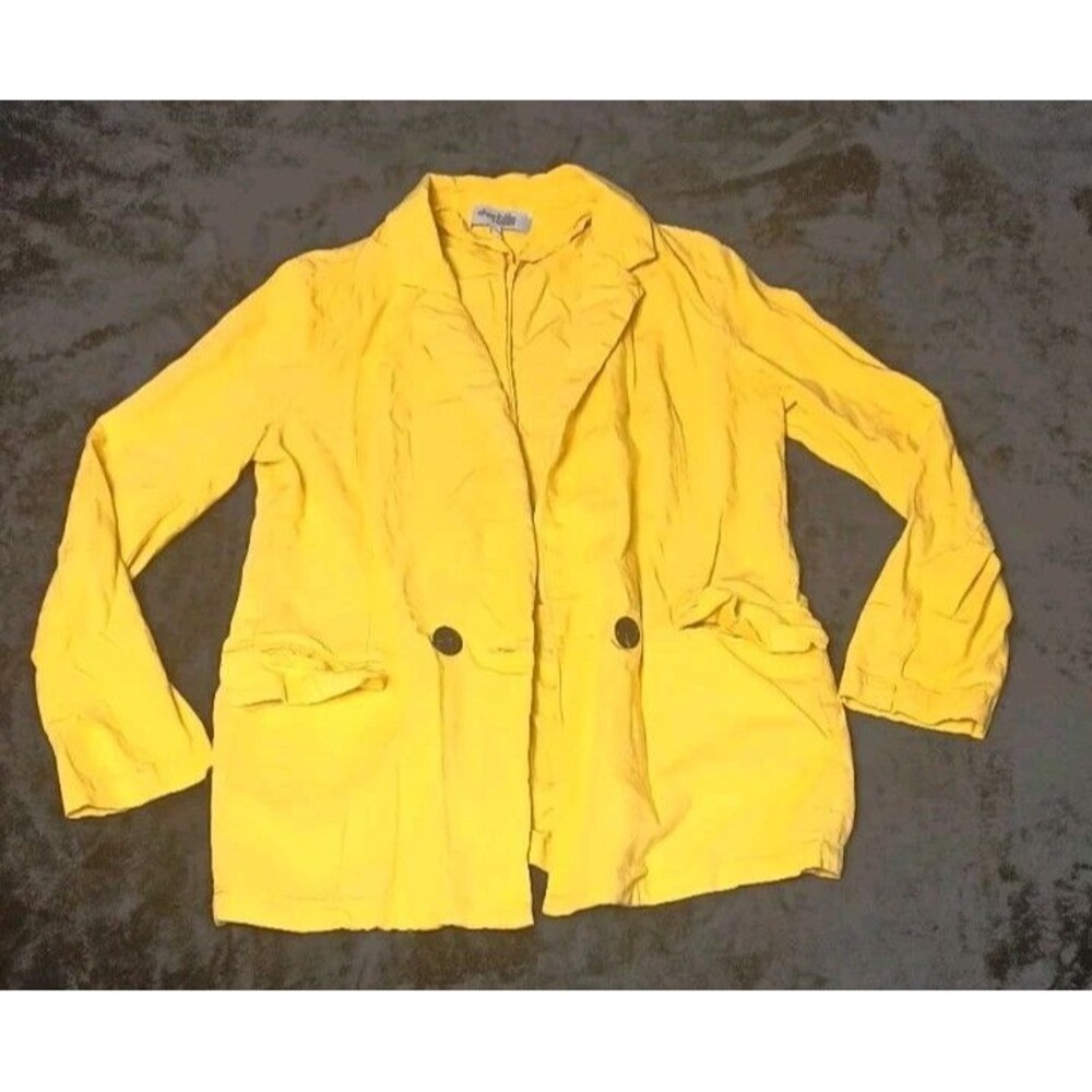 Charlotte Russe Linen Blend Double Breasted Blazer Jacket Small Yellow Preppy